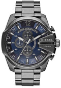 Diesel DZ4329 Mega Chief Chronograph Men's Watch - Blue Dial & Black Stainless Steel Strap