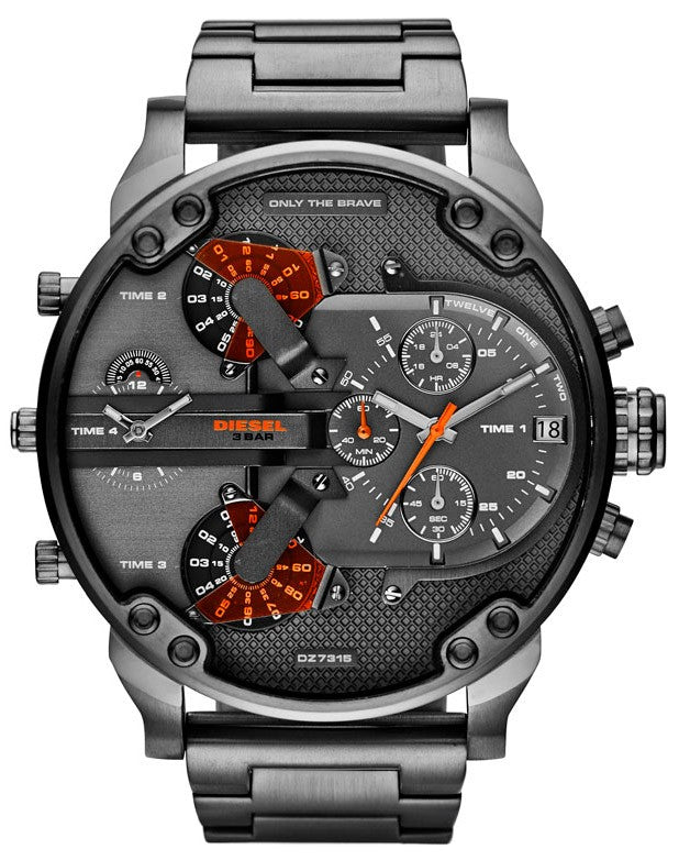 Diesel DZ7315 Mr. Daddy 2.0 Chronograph Men's Watch - Grey Dial & Grey Stainless Steel Strap