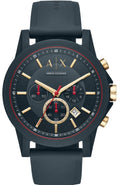 Armani Exchange Outerbanks AX1335 Men's Chronograph Watch - Blue Dial with Blue Silicone Strap
