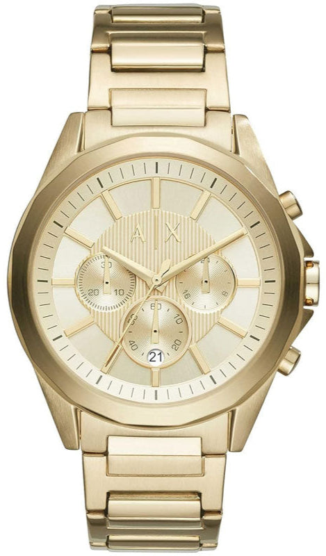 Armani Exchange Drexler AX2602 Men's Chronograph Watch - Gold Dial with Gold Stainless Steel Strap