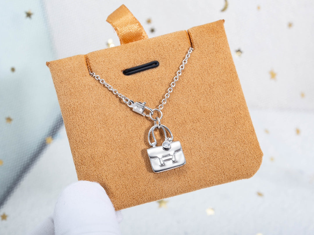 Hermes Amulette Constance Pendant Silver Necklace