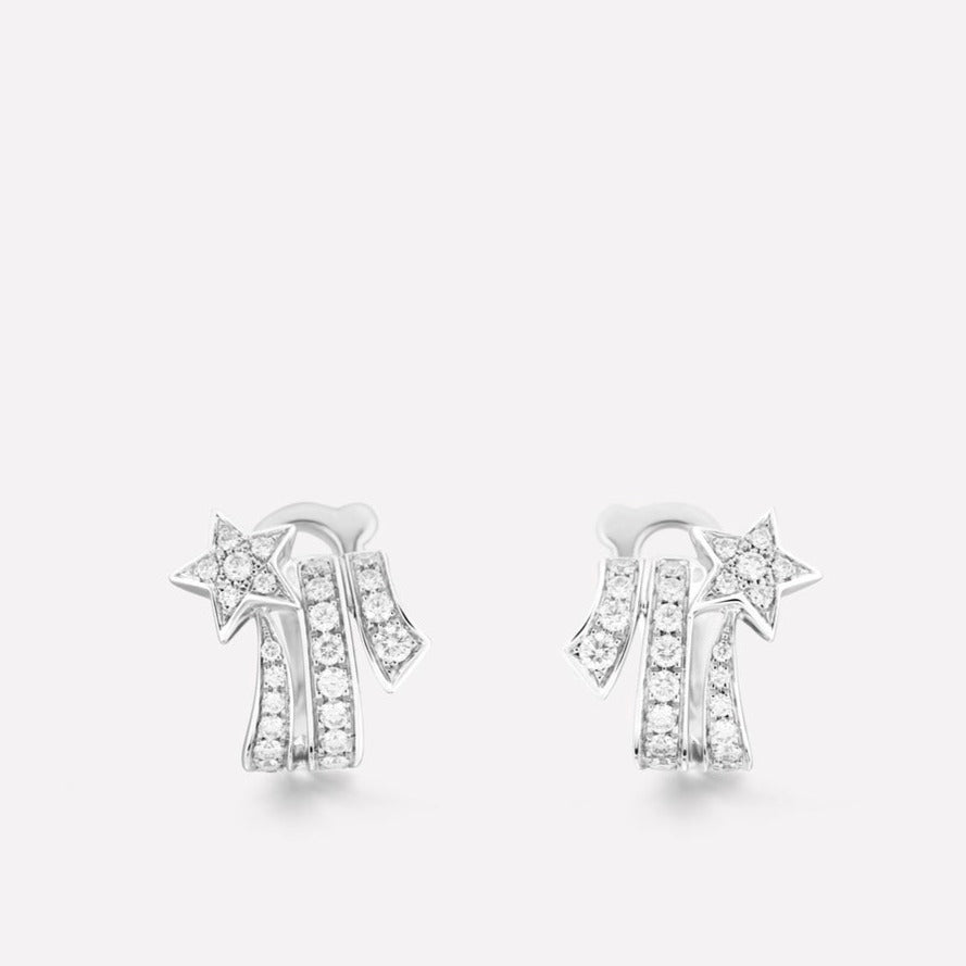 Chanel Star Double Row Cubic Zirconia Silver Earrning