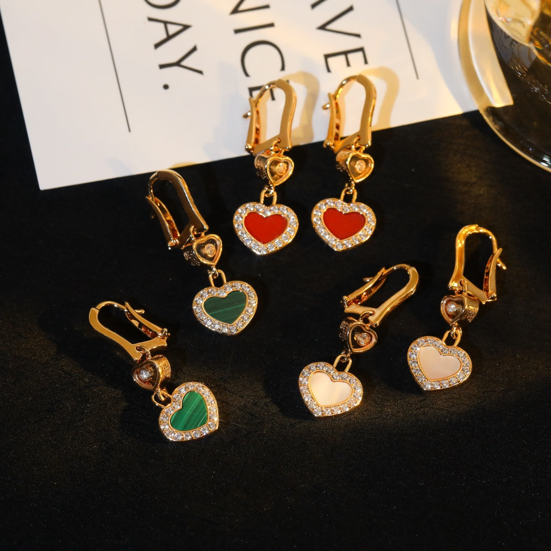 Chopard Happy Heart Cubic Zirconia Pink Gold Earrings