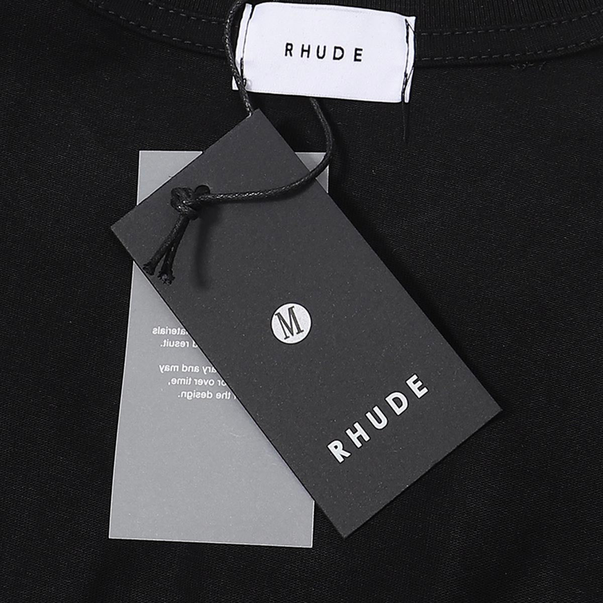 Rhude T-shirts College Badge Printed Cotton Casual Short Sleeve Men and Women
