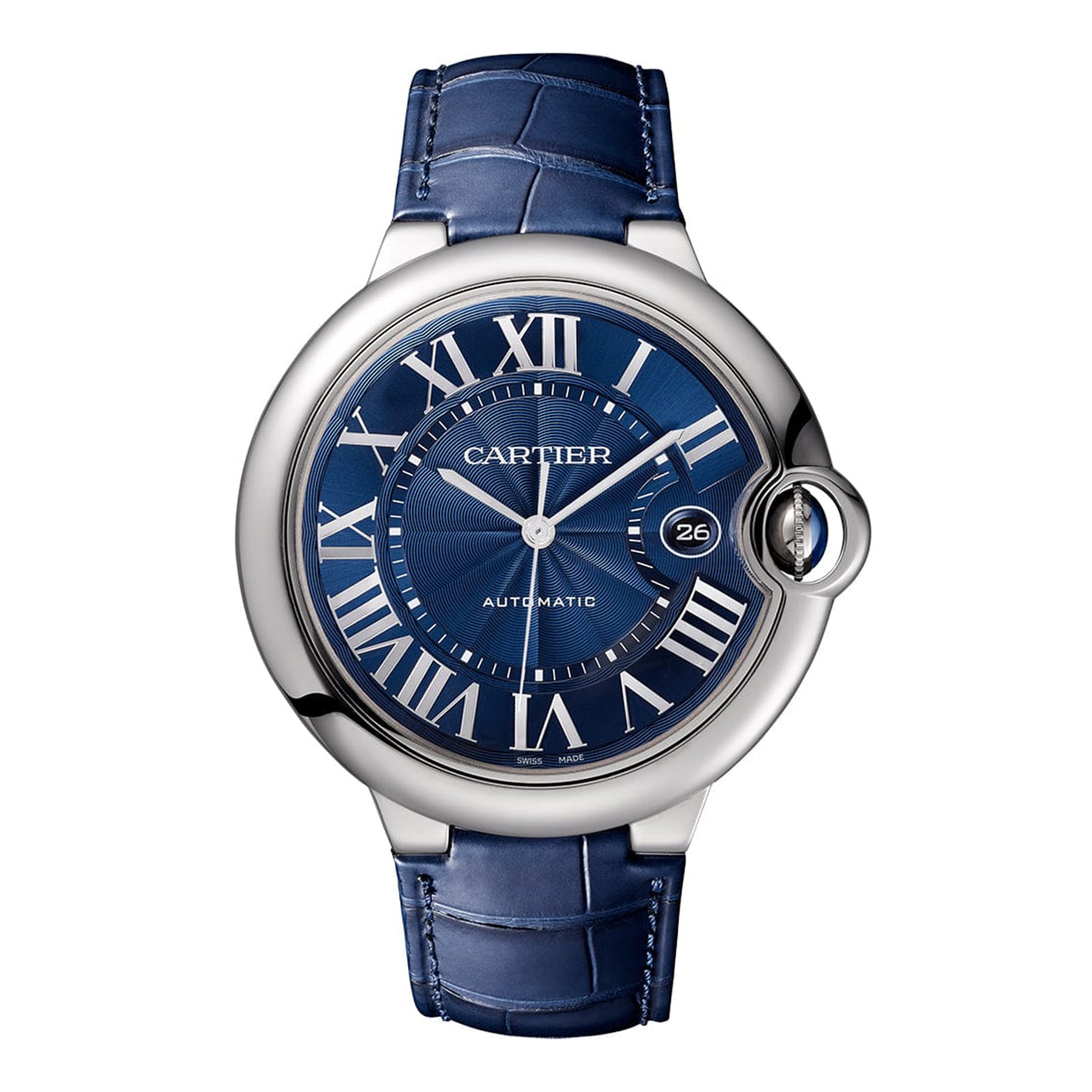Ballon Bleu de Cartier Watch - 42mm, Steel, Alligator Leather, Blue Dial