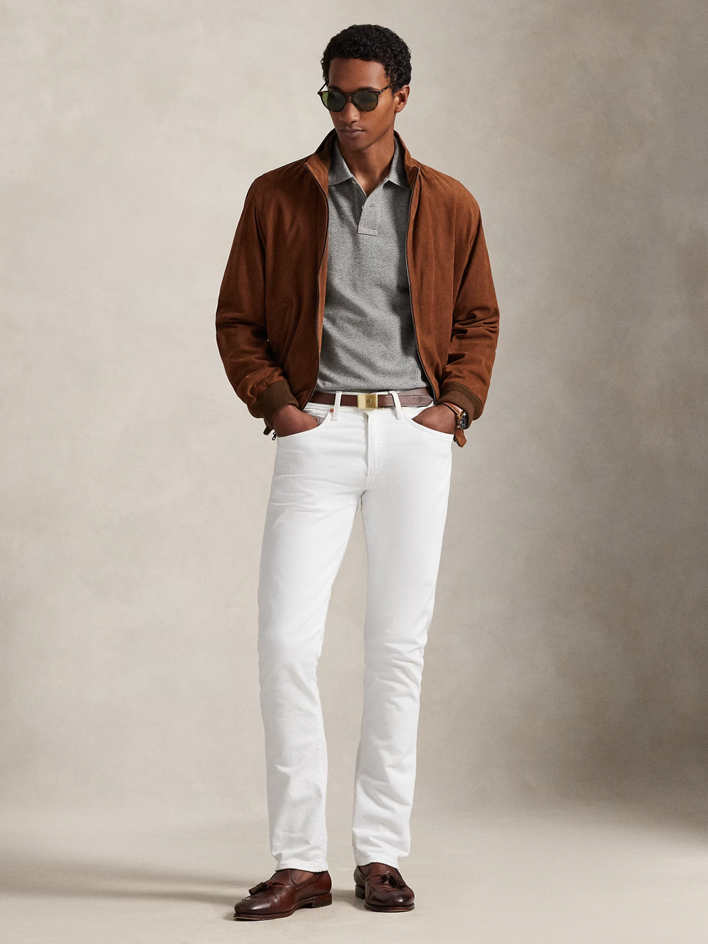 RALPH LAUREN Slim Fit Mesh Long-Sleeve Polo Canterbury Heather