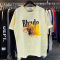 Rhude T-shirts gradual change color pattern print cotton short sleeves men and women