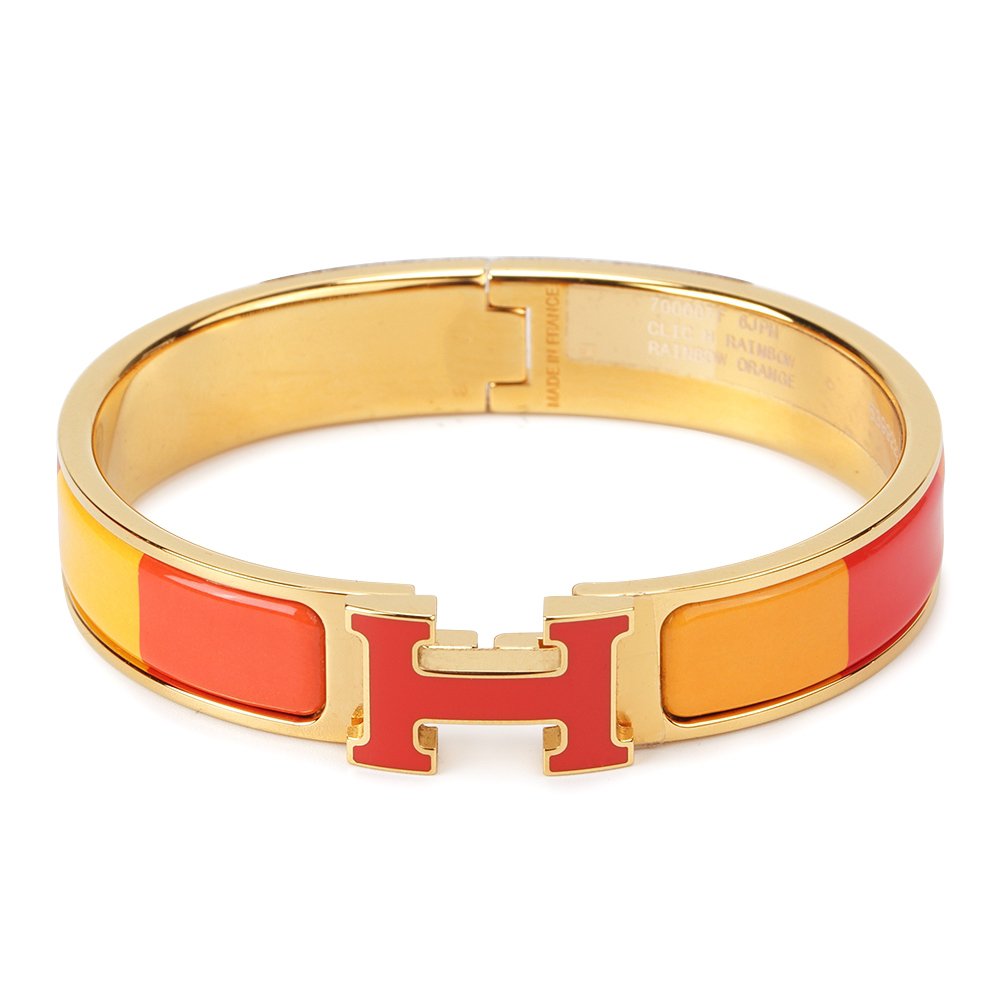 Hermes H Bracelet Orange Rainbow Ceramic