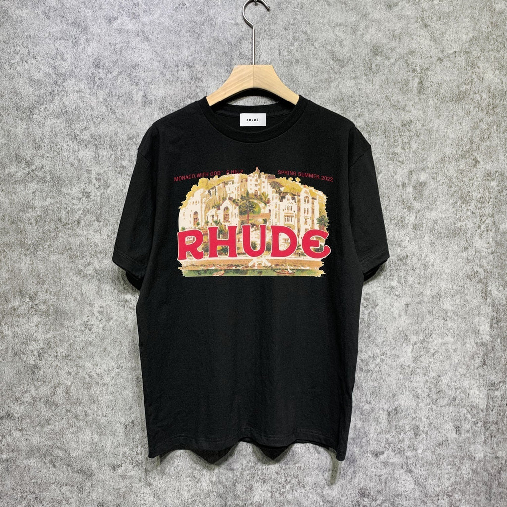 Rhude T-shirts Printed Trendy Pure Cotton