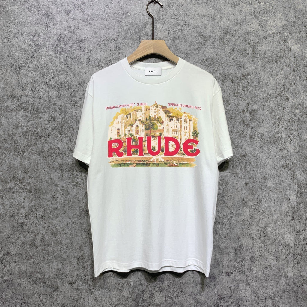 Rhude T-shirts Printed Trendy Pure Cotton