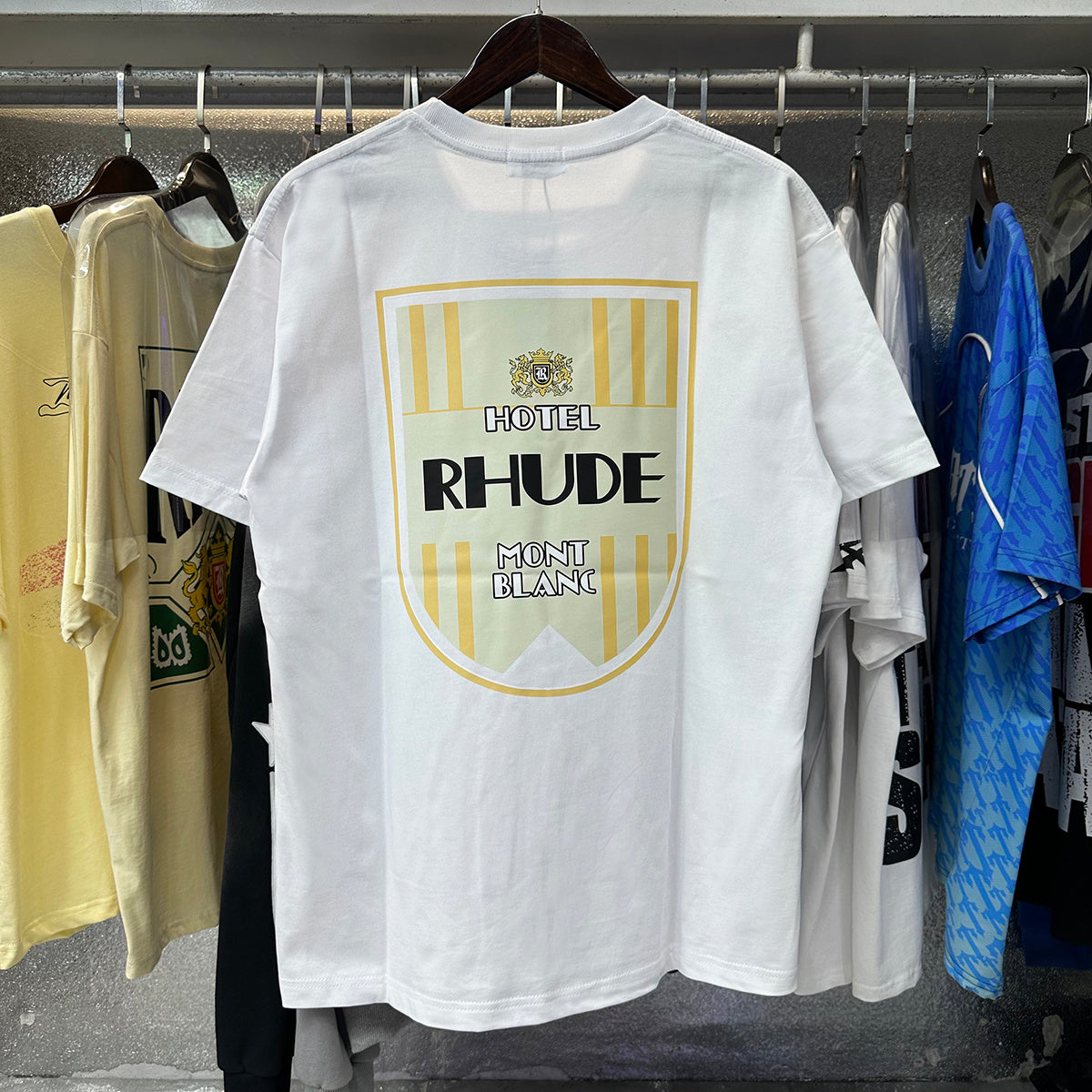 Rhude T-shirts Mont Blanc Short Sleeve Men and Women