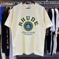 Rhude T-shirts Green Print Loose Casual Short Sleeve Men and Women