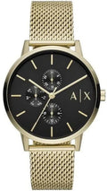 Armani Exchange Cayde AX2715 Men's Chronograph Watch - Black Dial with Gold Mesh Stainless Steel Strap
