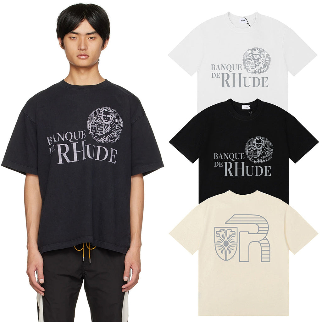 Rhude T-shirts Egyptian Pharaoh Print Cotton Casual Short Sleeves Men and Women