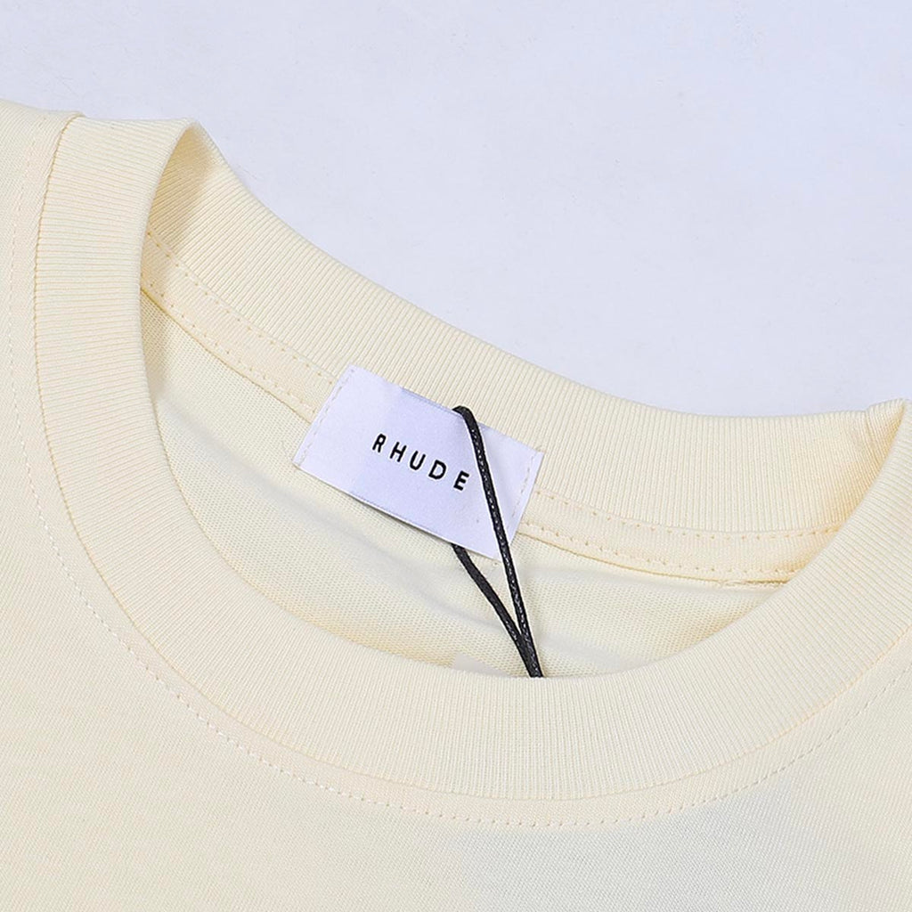 Rhude T-shirts Inverted Triangle Printing Cotton Casual Short Sleeve Men and Women