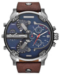 Diesel DZ7314 Mr. Daddy Chronograph Men's Watch - Blue Dial & Brown Leather Strap