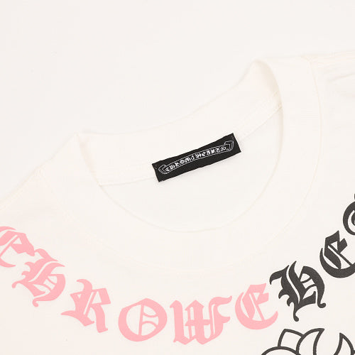 Chrome Hearts Color-block Gothic Script Cross Necklace T-Shirt