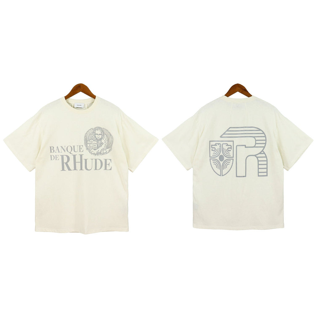 Rhude T-shirt Micro Label Letter Logo Line Pattern Short Sleeve T-shirt Loose