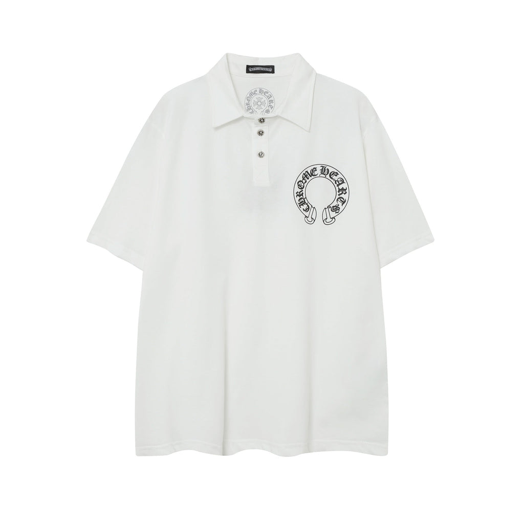 Chrome Heart T Shirts Sanskrit horseshoe print polo shirt short sleeve