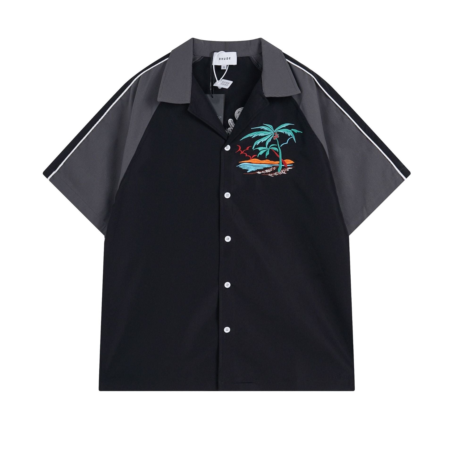 Rhude T-shirt Coconut Alphabet Beach Embroidery Short Sleeve Shirt Shorts