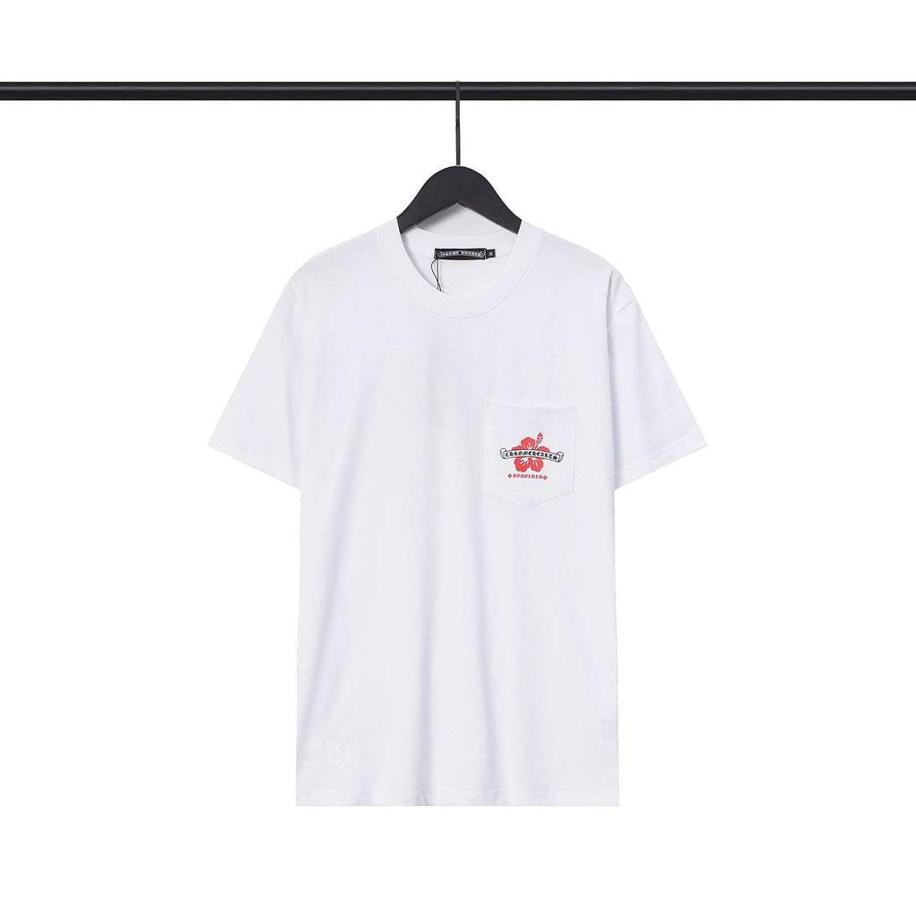 Chrome Heart T Shirts CH Flower Sanskrit Casual Short Sleeve T-Shirt Loose