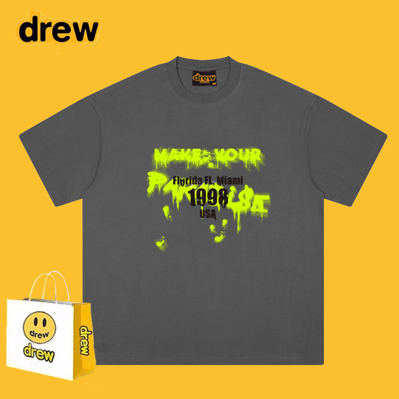 Drew T-shirts Smiley Face Short-Sleeved T-shirt Men's Short-Sleeved T-shirt