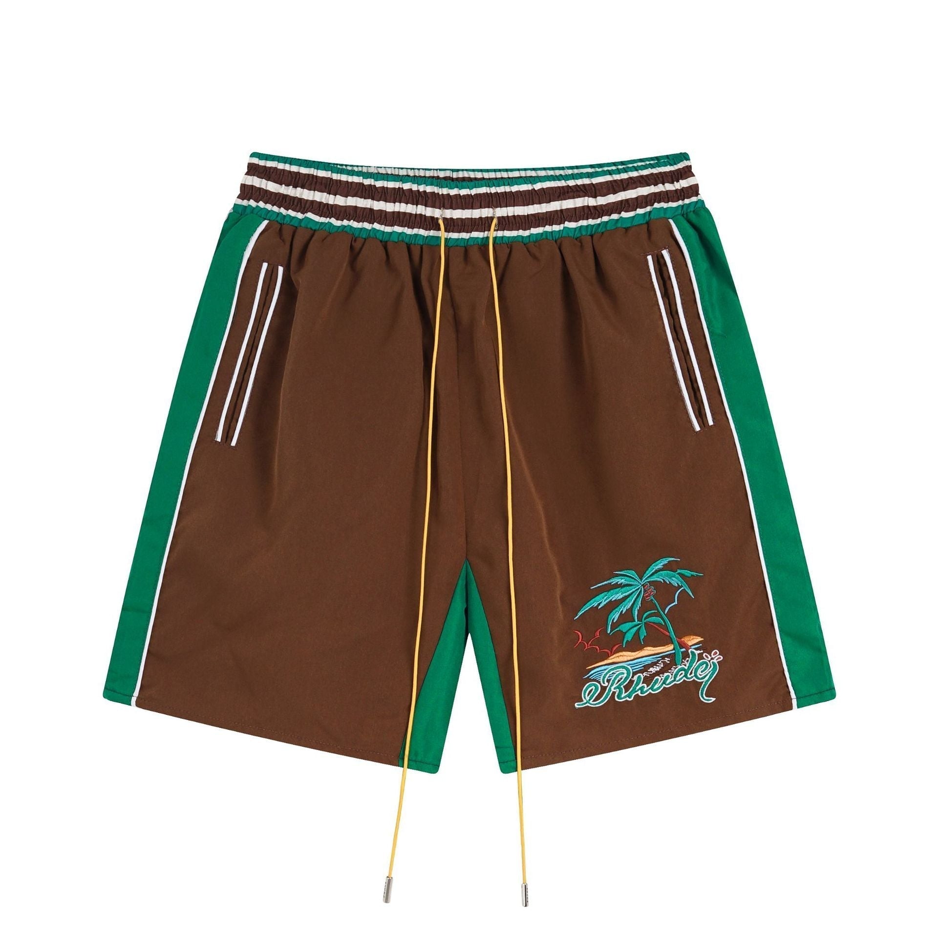 Rhude T-shirt Coconut Alphabet Beach Embroidery Short Sleeve Shirt Shorts