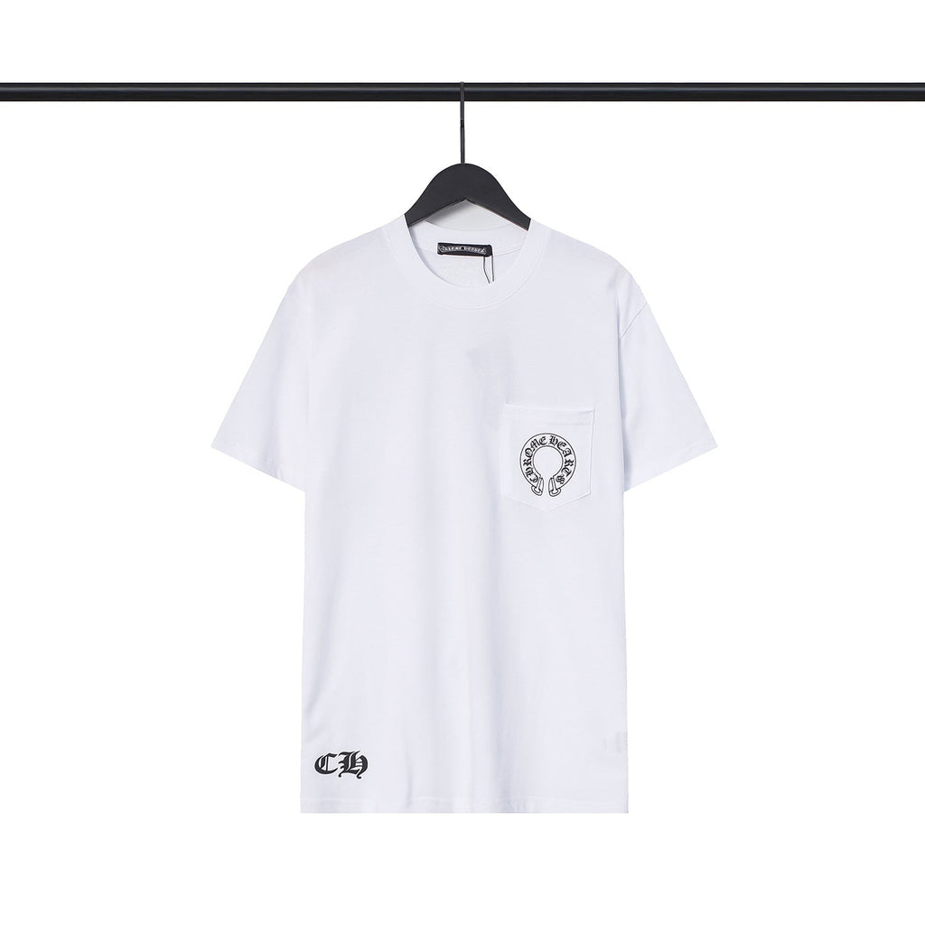 Chrome Heart T Shirts Croix Cross Leather Printed Short Sleeve T-Shirt
