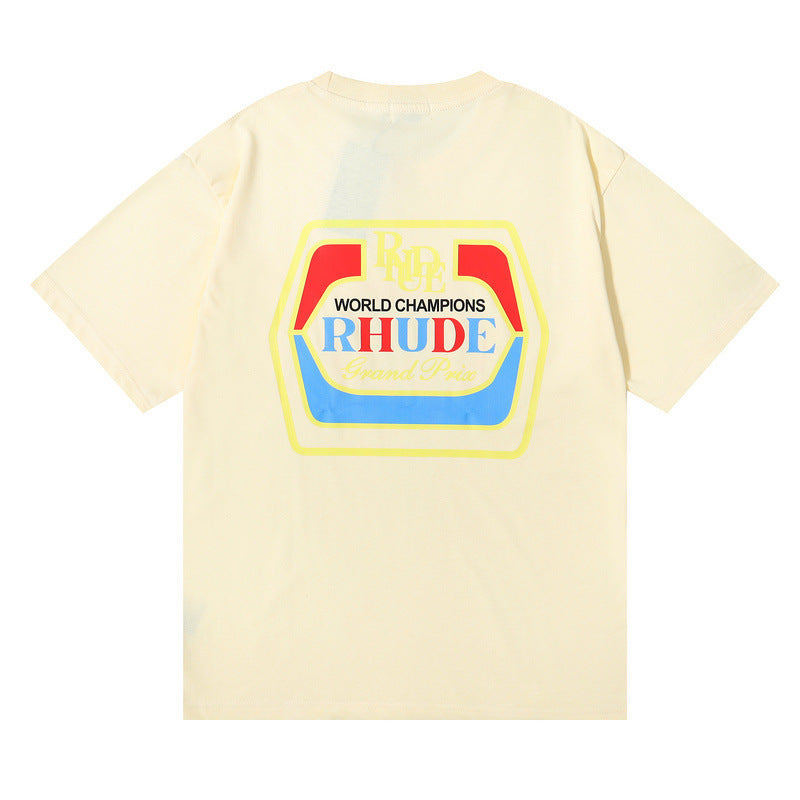 Rhude T-shirt Micro Label Wheat Ear Letter Print Short Sleeve T-shirt