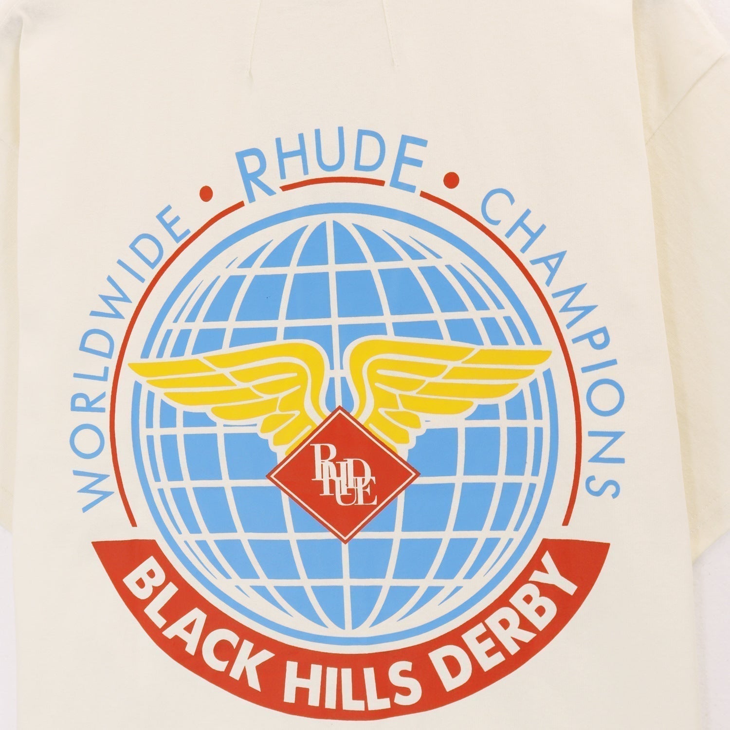 Rhude T-shirt Label Wings Alphabet Earth Print Short Sleeve T-shirt