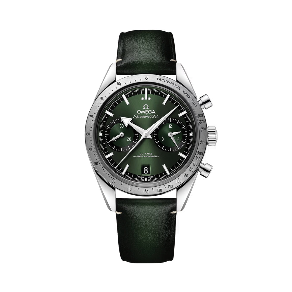 Omega Speedmaster '57 40.5mm Watch - Green on Leather Strap