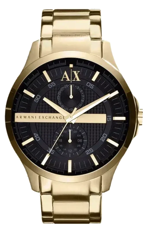 Armani Exchange Hampton AX2122 Men's Chronograph Watch - Black Dial with Gold Stainless Steel Strap