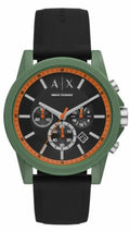 Armani Exchange Outerbanks AX1348 Men's Chronograph Watch - Black Dial with Black Silicone Strap