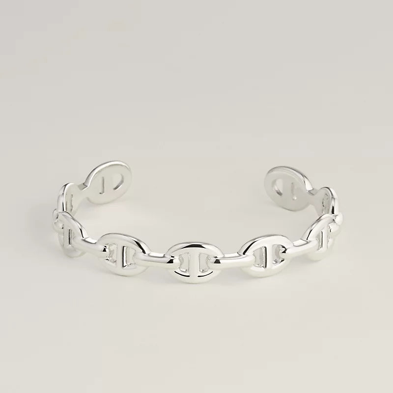 Hermes Chaine Silver Open Bracelet