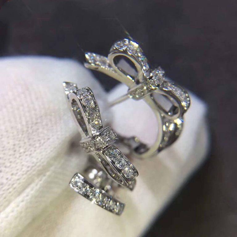 Chanel Ruban Silver Earrings Diamond