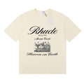 Rhude T-shirts Heave on Earth Printed Cotton Casual Short Sleeve Men and Women