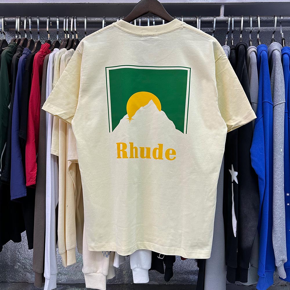 Rhude T-shirts Sunset Classic Print Cotton Casual Short Sleeve Men and Women