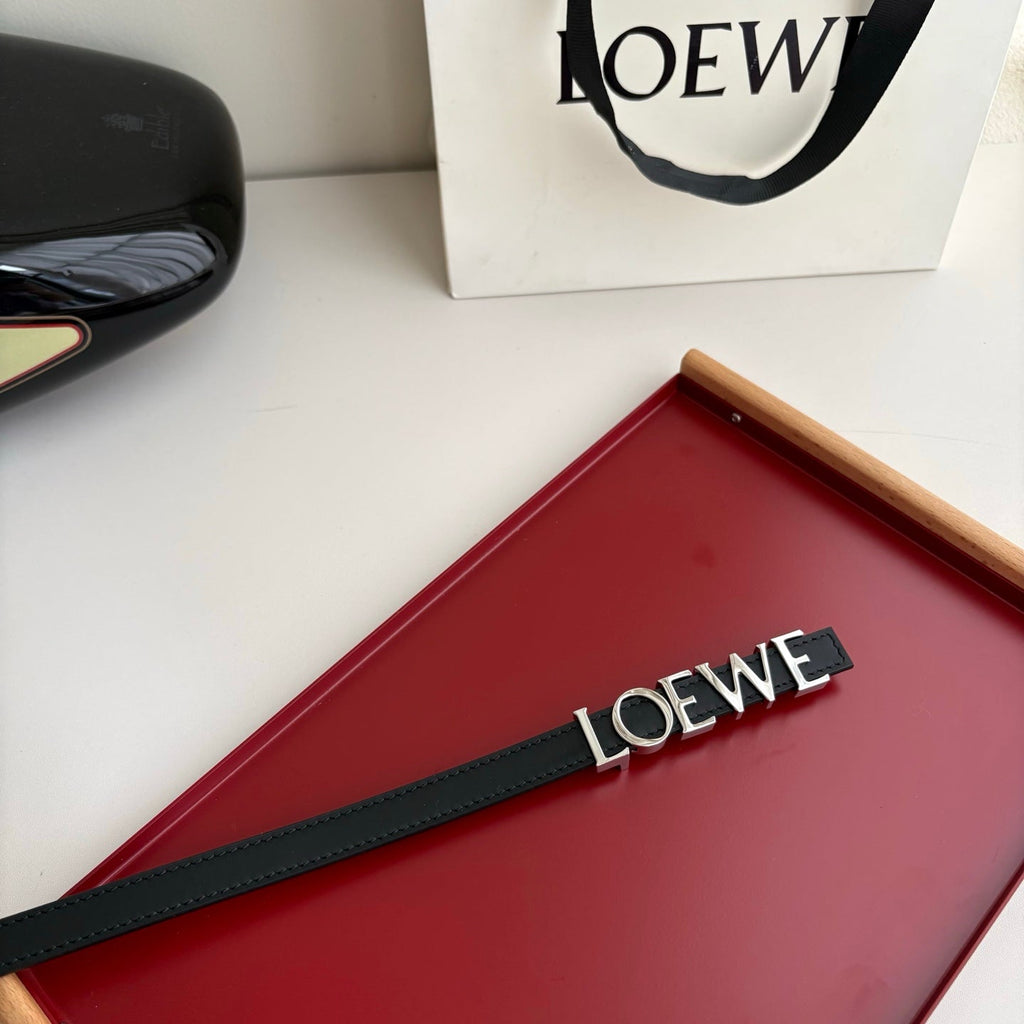 Loewe Women’s Leather Belt Anagram Buckle Classic Dress Waist Belt for Jeans Trousers Coat Casual Formal