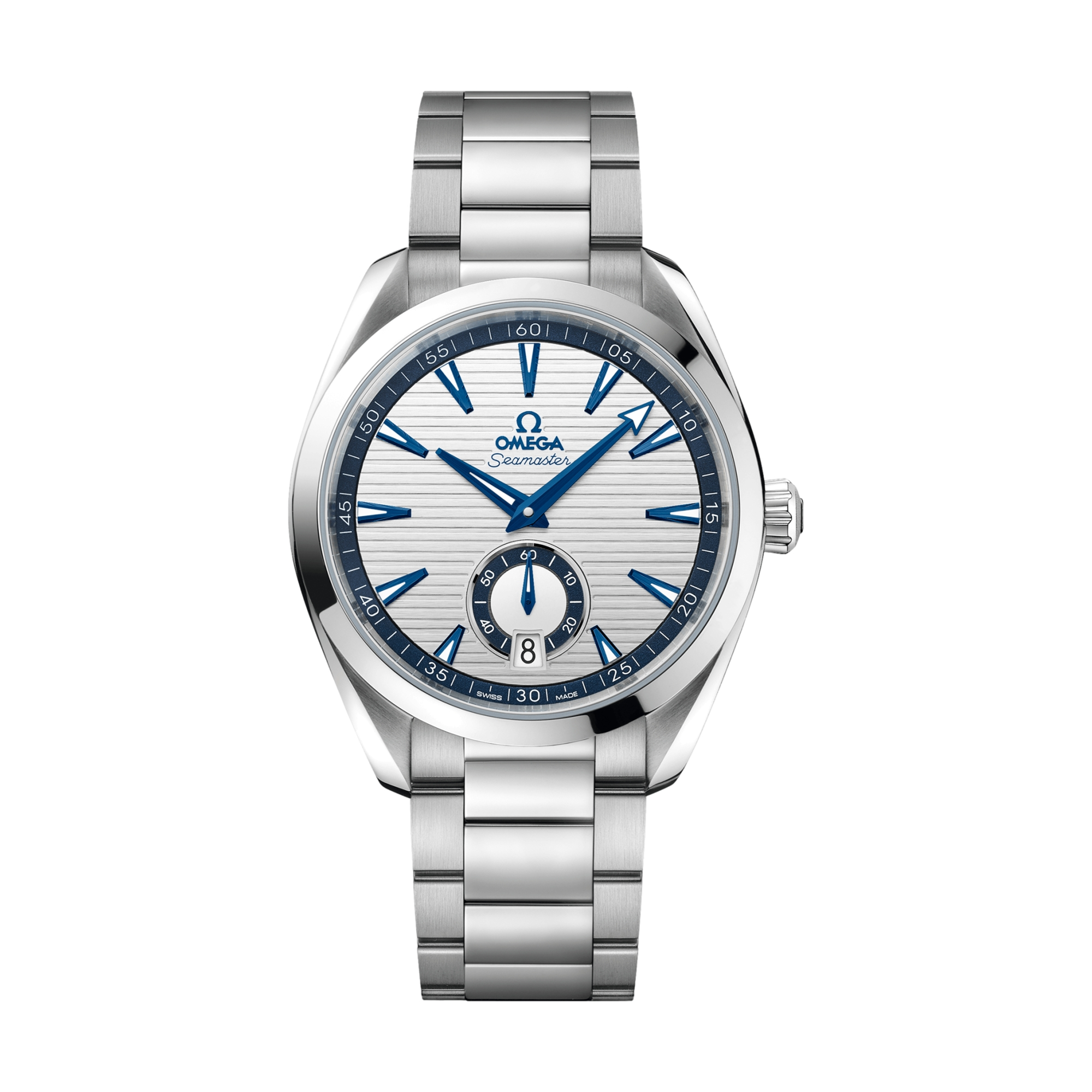 Omega Seamaster Aqua Terra 150M Small Seconds 41mm Watch - Silver, Blue Accents on Bracelet